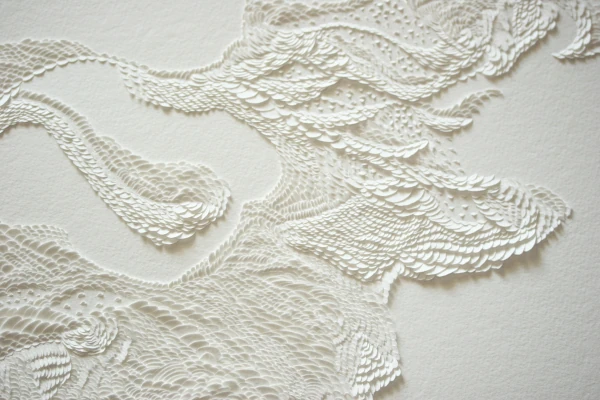 Portfolio bas reliefs papier incisé monochrome blanc vanessa campos